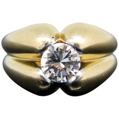 Retro Diamond 18 Karat Yellow Gold and Platinum Ring