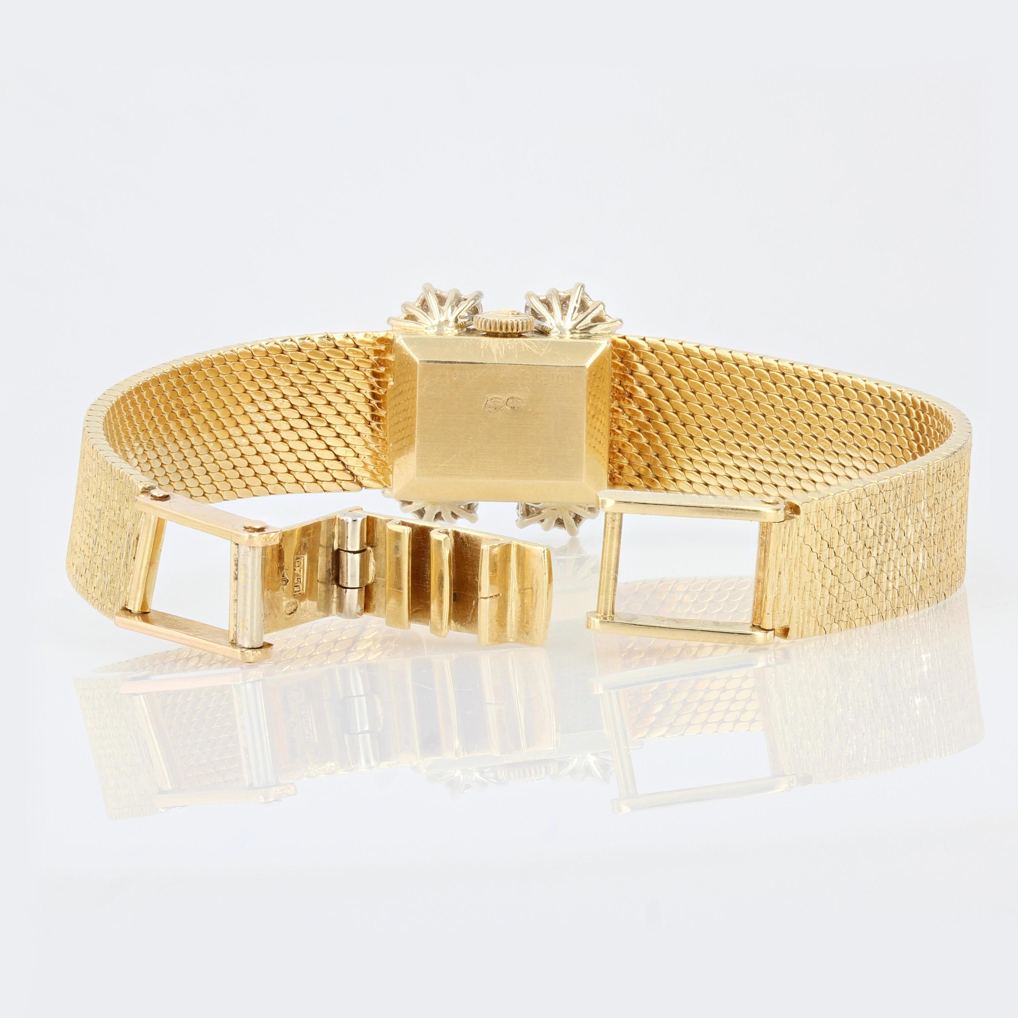 Women's Retro Diamond 18 Karat Yellow Gold Lady's Watch For Sale