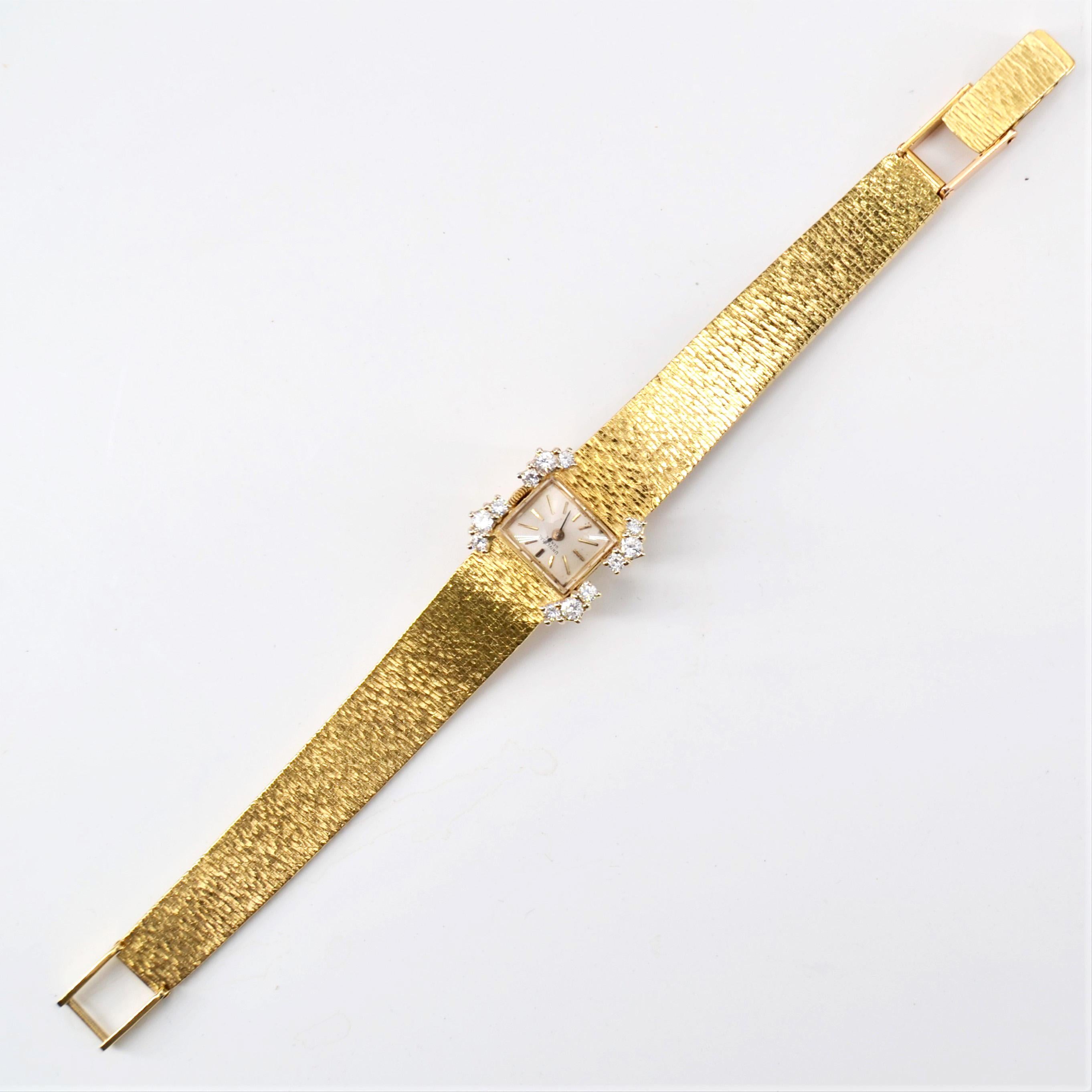 Montre Rtro Diamant en or jaune 18 carats pour femme État moyen - En vente à Poitiers, FR