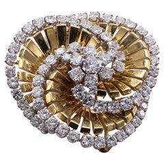 Spilla retrò con diamante in oro giallo e platino 18 carati
