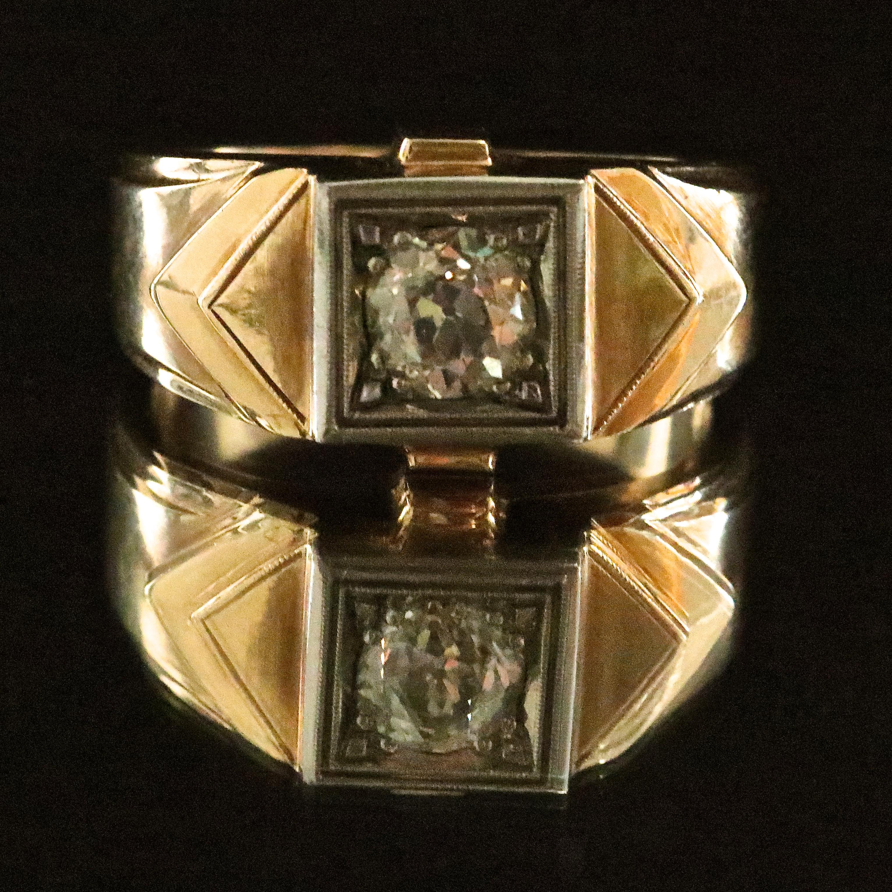 Women's or Men's Retro Diamond 14 Karat Gold Ring