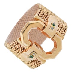 Retro Diamond and Emerald Buckle Bracelet