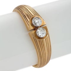Retro Diamond and Gold Bangle Bracelet