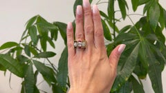 Retro Diamond and Synthetic Ruby 18k Yellow Gold Tank Ring