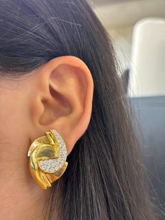 Retro Diamond And Two Tone Gold Earrings