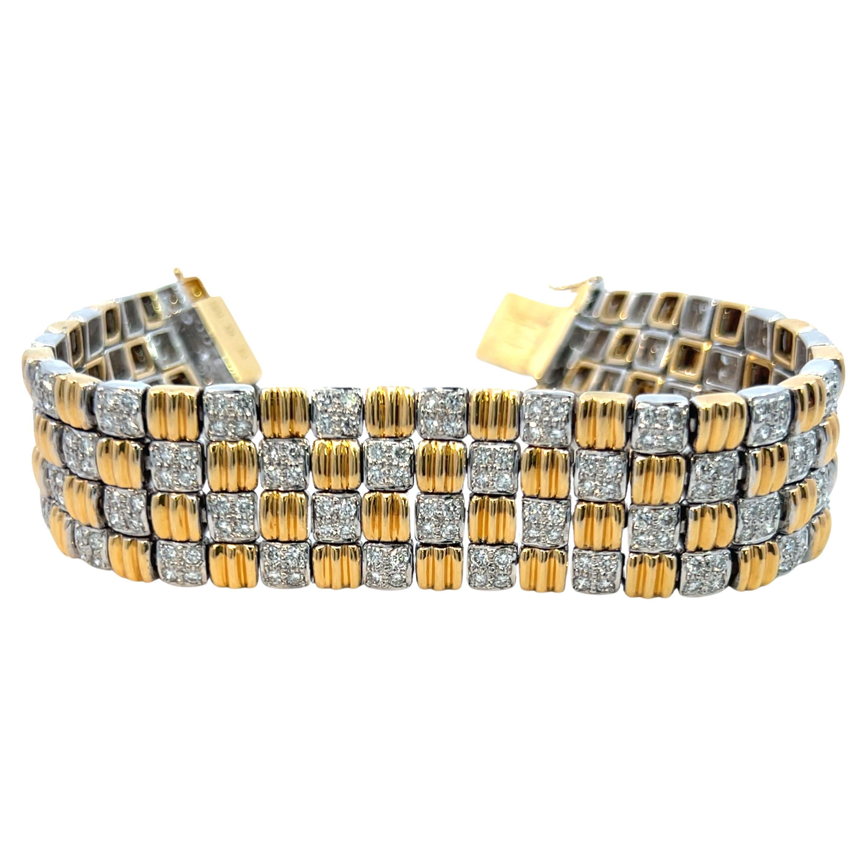 Rétro Bracciale Retro Diamond Basket Weave 7,50 Carati in vendita