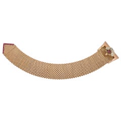 Diamond and Ruby Belt Buckle Bracelet Set in 18k Rose Gold, circa 1940