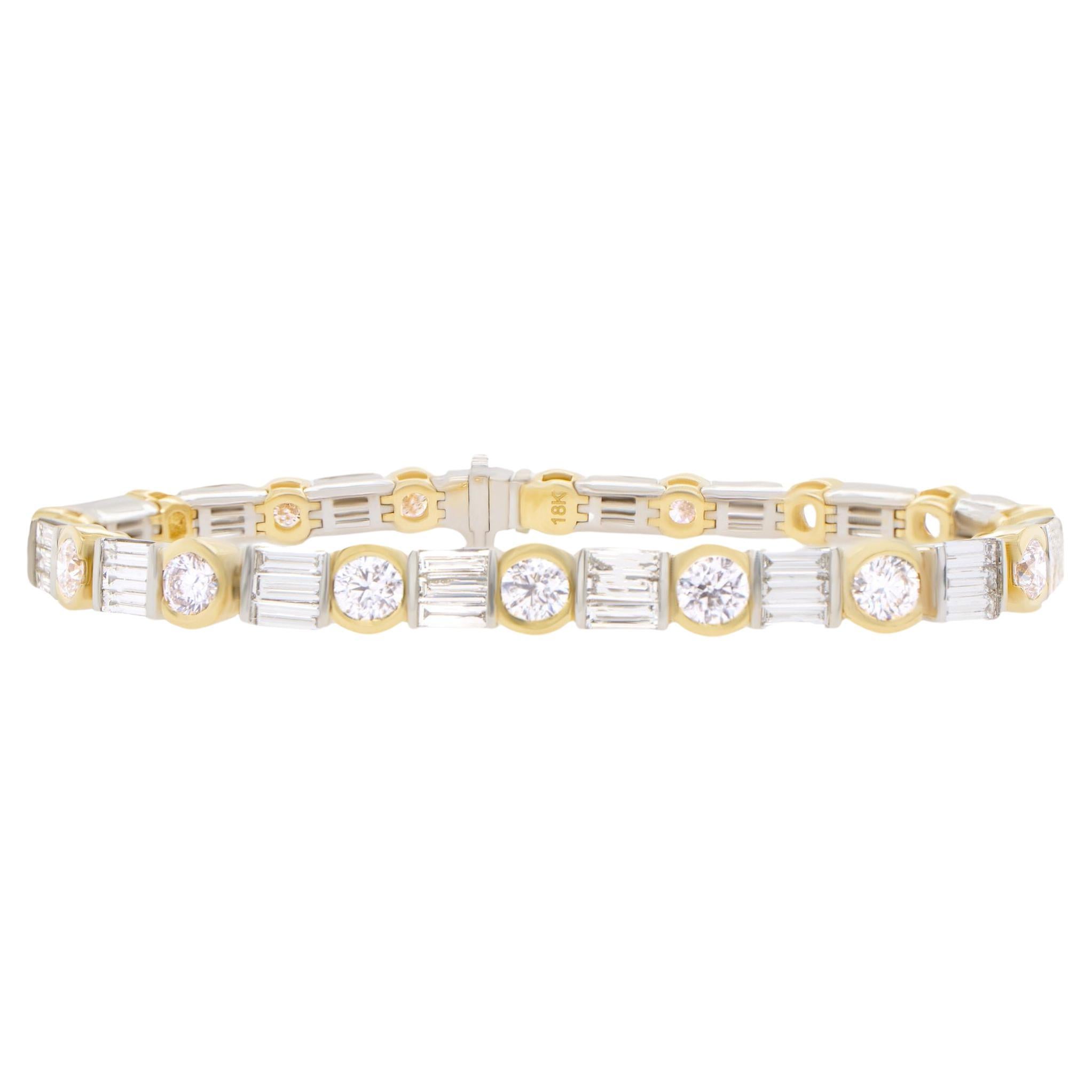 Retro Diamant-Armband 11,44 Karat 64 Diamanten 18K Gold im Angebot
