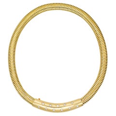 Retro Diamond Choker Necklace in 14k Yellow Gold with Adjustable Length