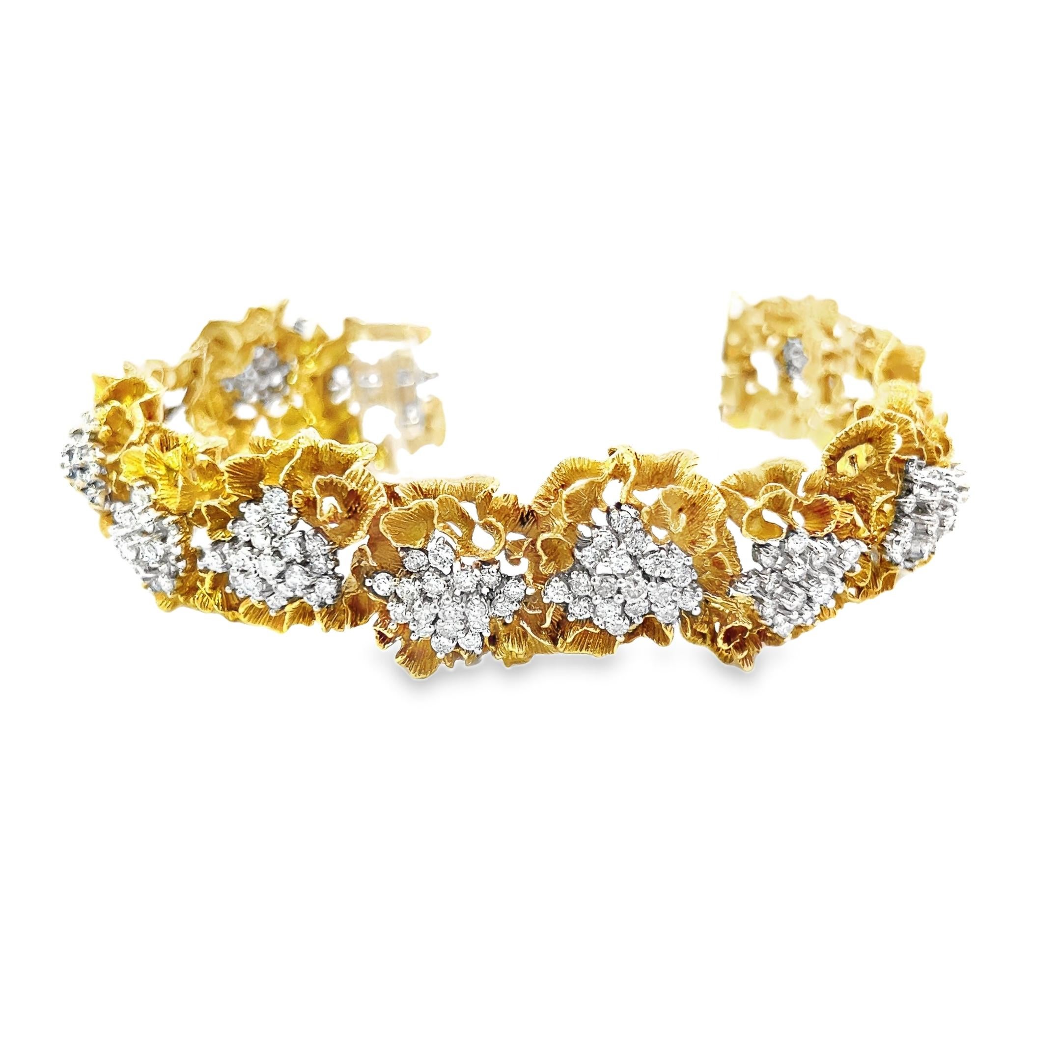 Rétro Bracciale Retro Diamond Cluster in oro in vendita