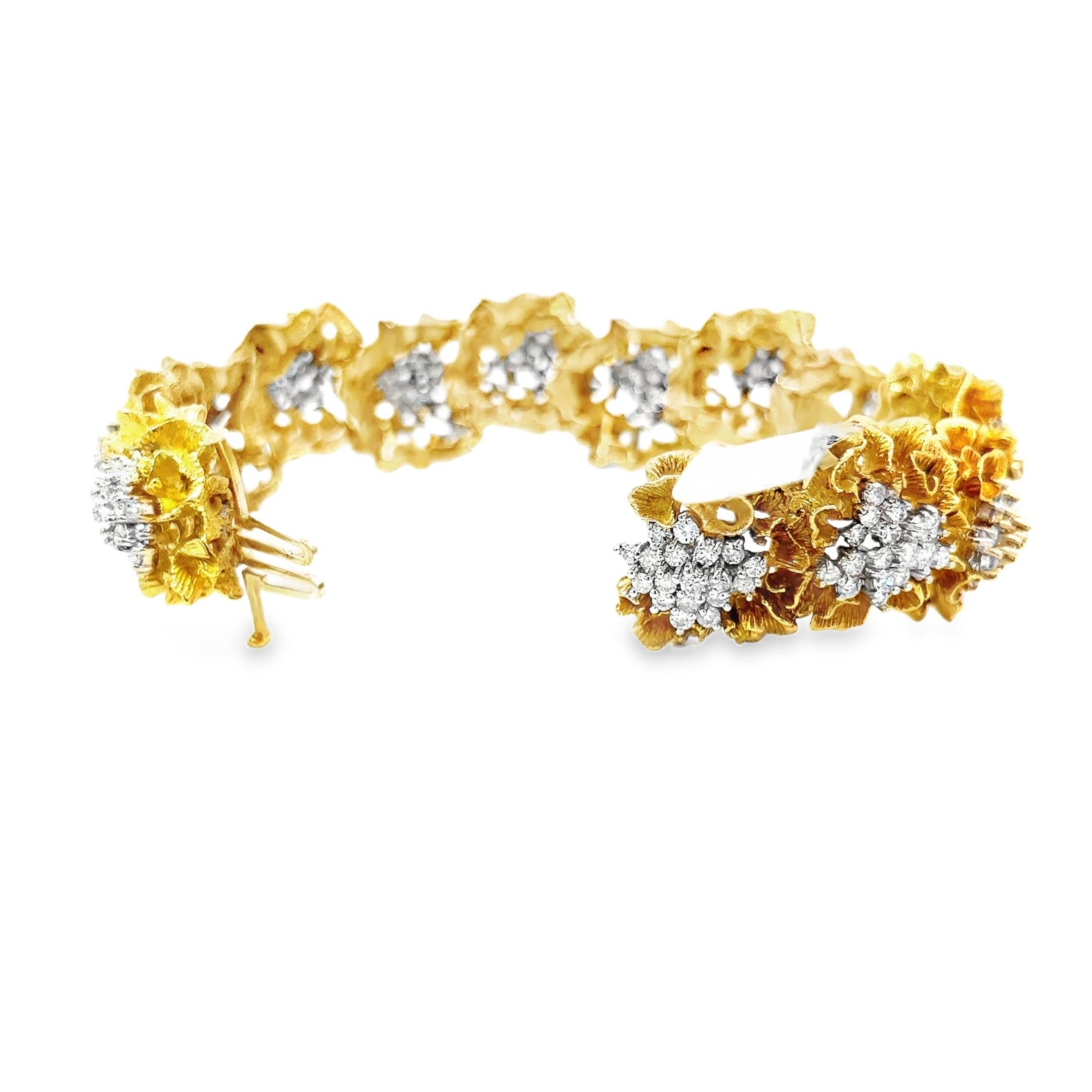 Bracciale Retro Diamond Cluster in oro In condizioni ottime in vendita a Beverly Hills, CA