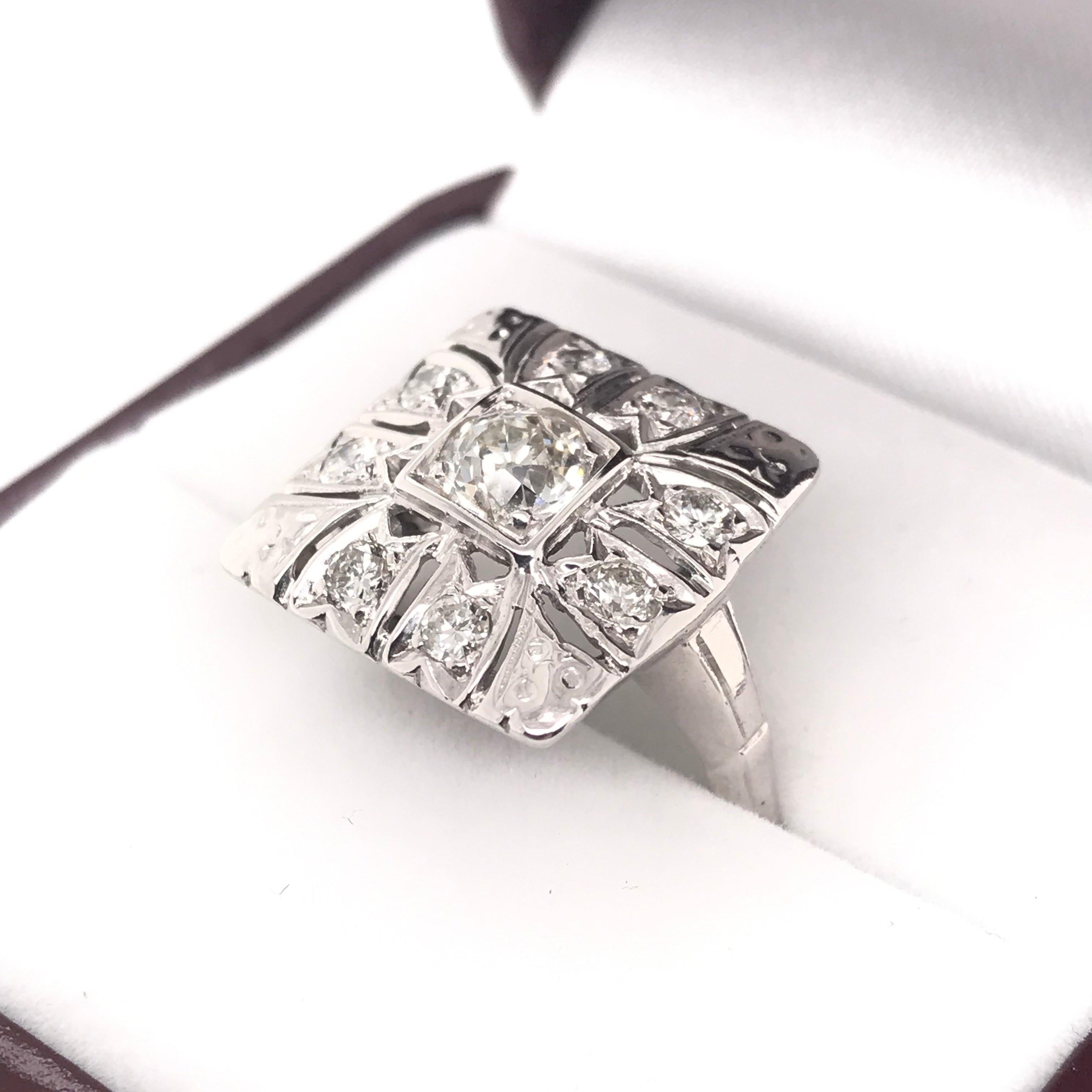 Retro Diamond Cluster Ring For Sale 2