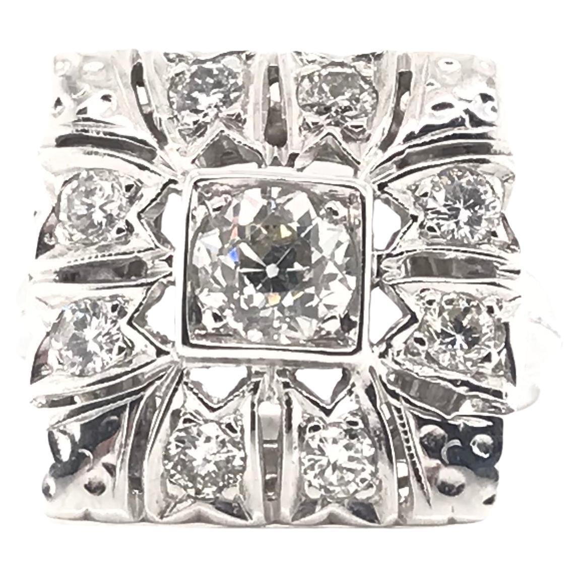Retro Diamond Cluster Ring For Sale