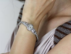 Retro Vintage 1950er Diamant-Cocktailkleid-Uhr aus Platin, Schweizer Uhrwerk