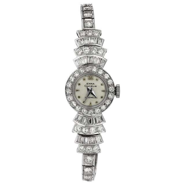 Longines, Swiss, Ladies Dress Watch with Diamonds in 18 Karat White ...