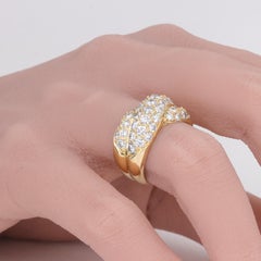 2.82 Carat Diamond and 18 Karat Yellow Gold Cross Over Domed Band