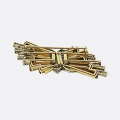 Retro Diamond Double-Clip Brooch