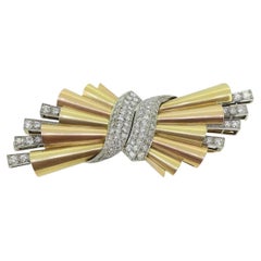 Broche rétro à double clip et diamants