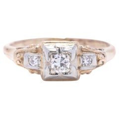 Retro Diamant-Verlobungsring, 14K zweifarbiges Gold, Ring