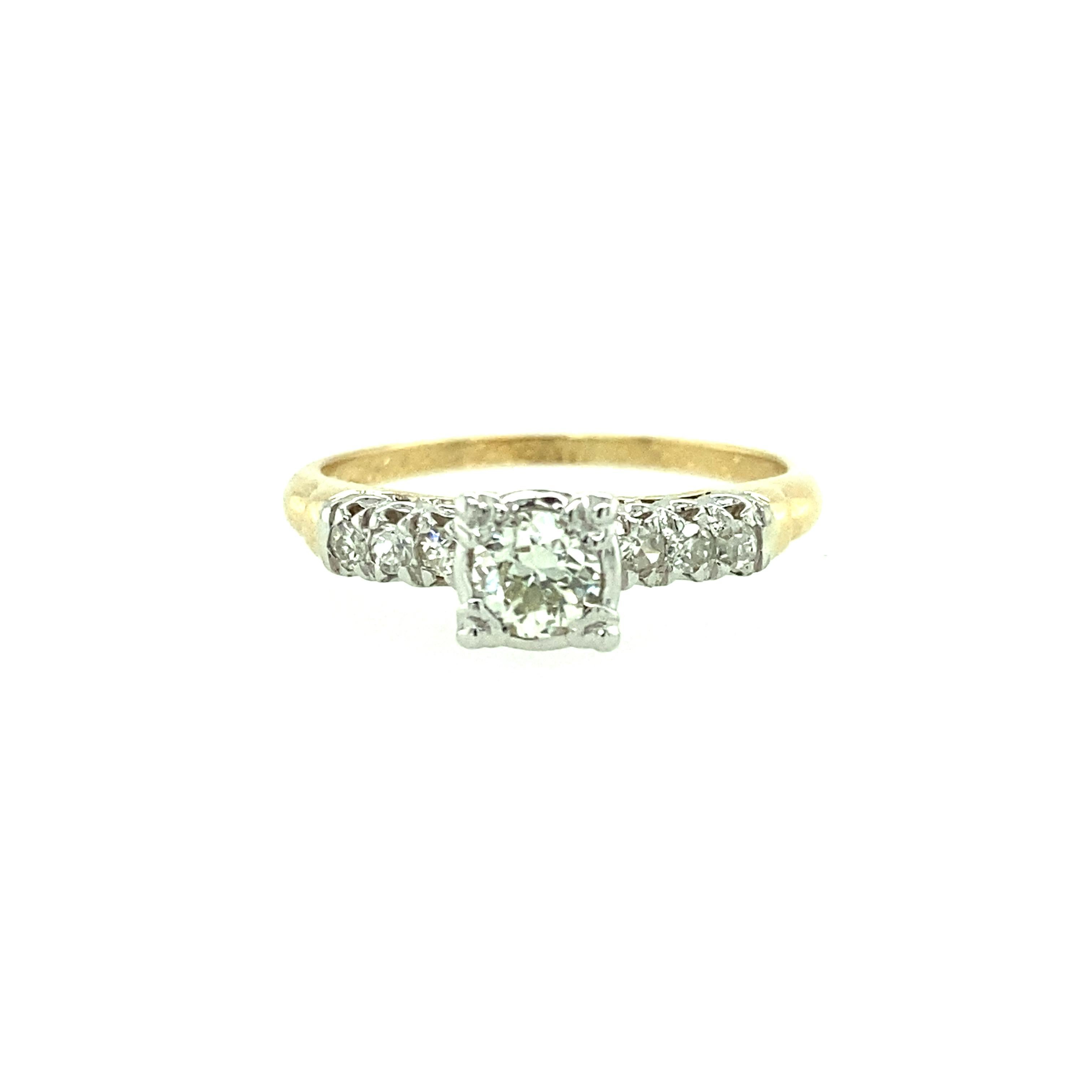 Old European Cut Diamond Engagement Ring Circa 1941 3