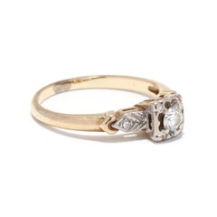 Retro Diamond Engagement Ring, Milgrain Diamond Ring, Stackable Diamond Ring