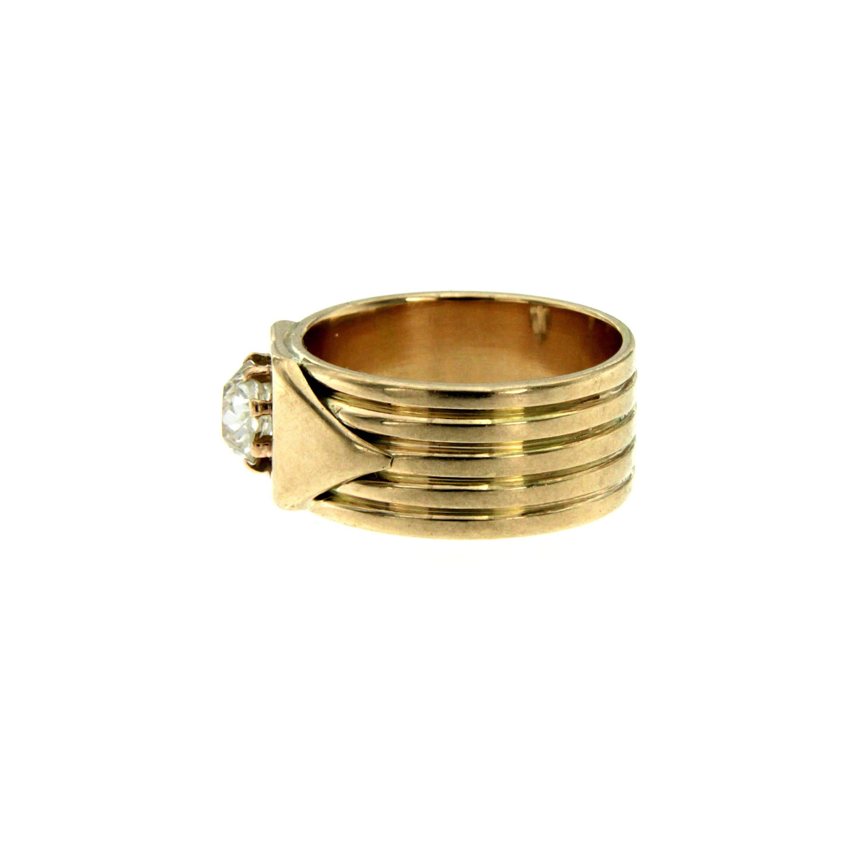 Women's or Men's Retro Diamond Gold Band Ring