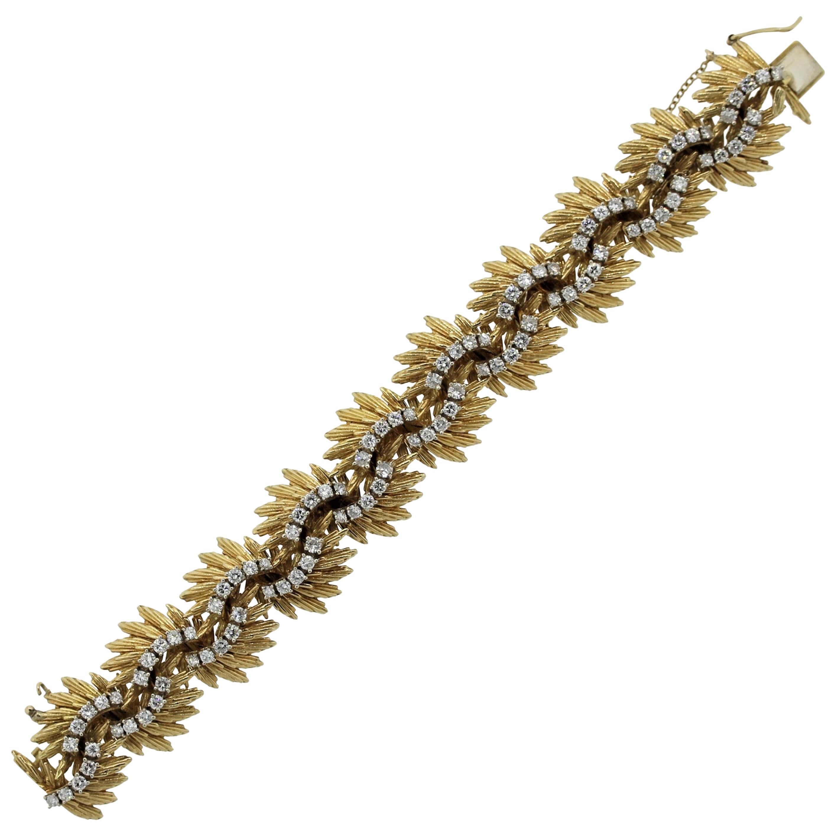 Retro Diamond Gold Bracelet, circa 1940’s For Sale