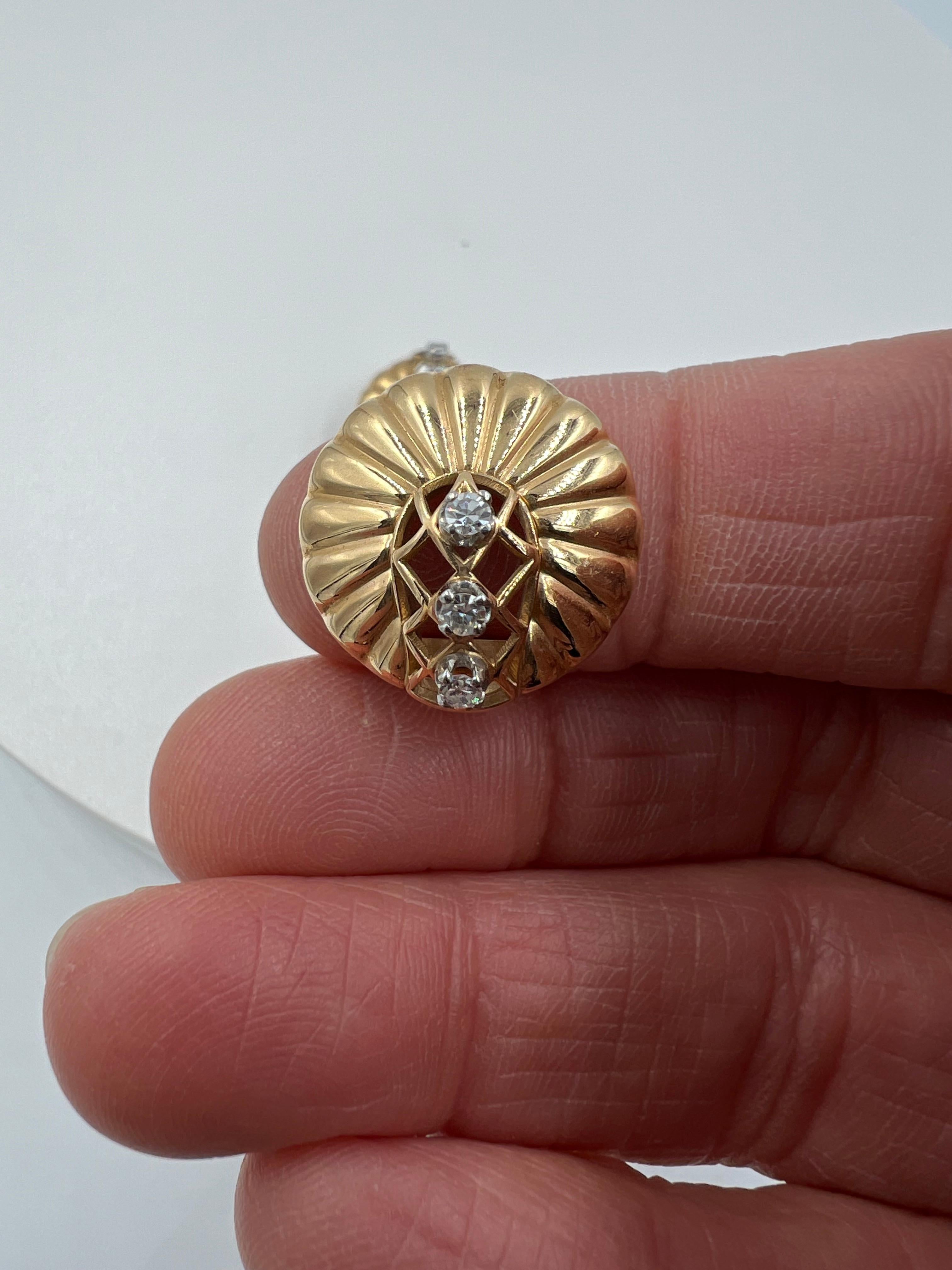 Retro Diamant-Ohrclips aus Gold mit Gold für Damen oder Herren im Angebot
