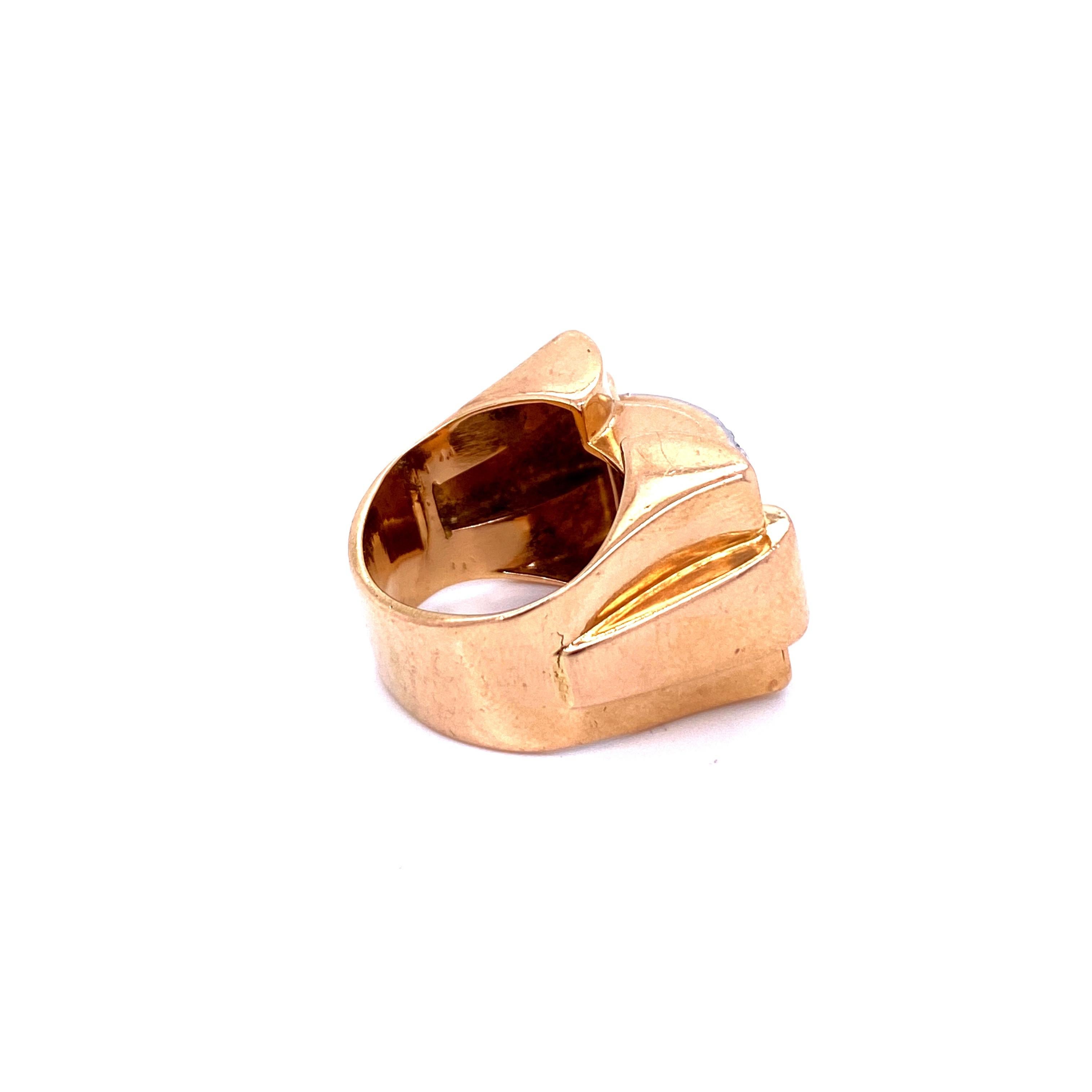 Art Deco Diamond Gold Cocktail Ring 3