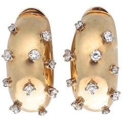 Retro Diamond Gold Hoop Earrings