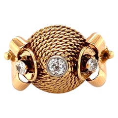 Retro-Diamant-Goldring, ca. 1940er Jahre