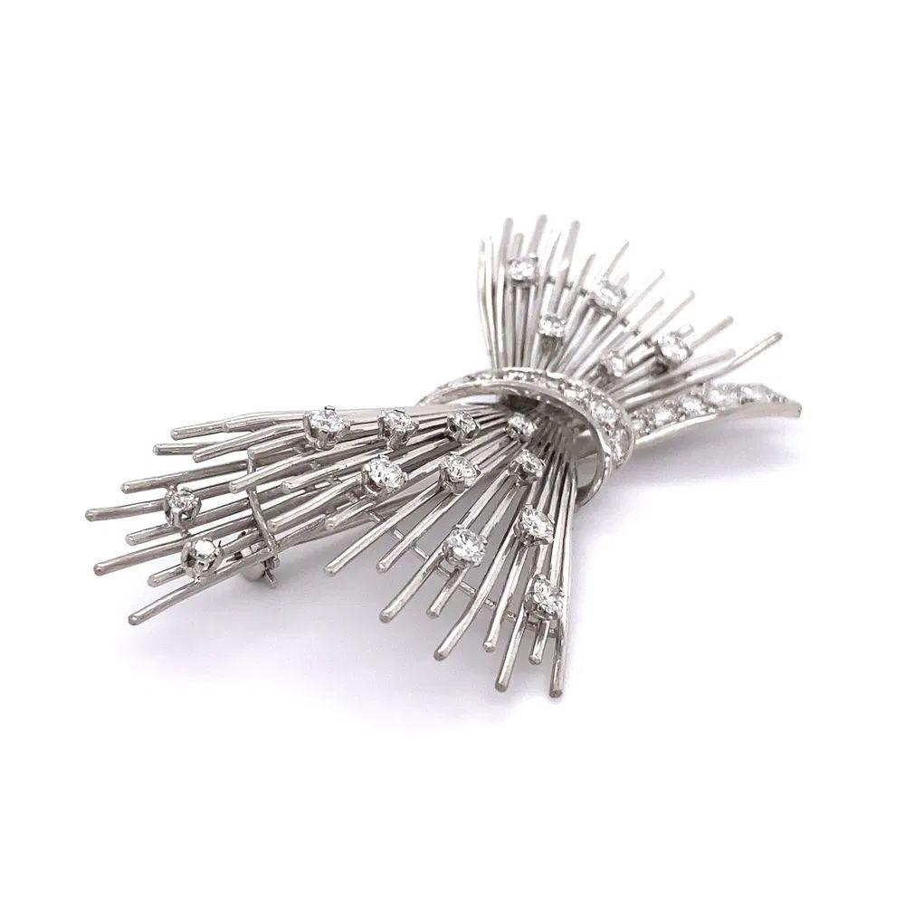 Taglio rotondo Spilla a spruzzo retrò con diamante in oro Estate Jewelry in vendita