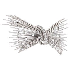 Retro Diamond Gold Statement Spray Brooch Pin Fine Estate Jewelry