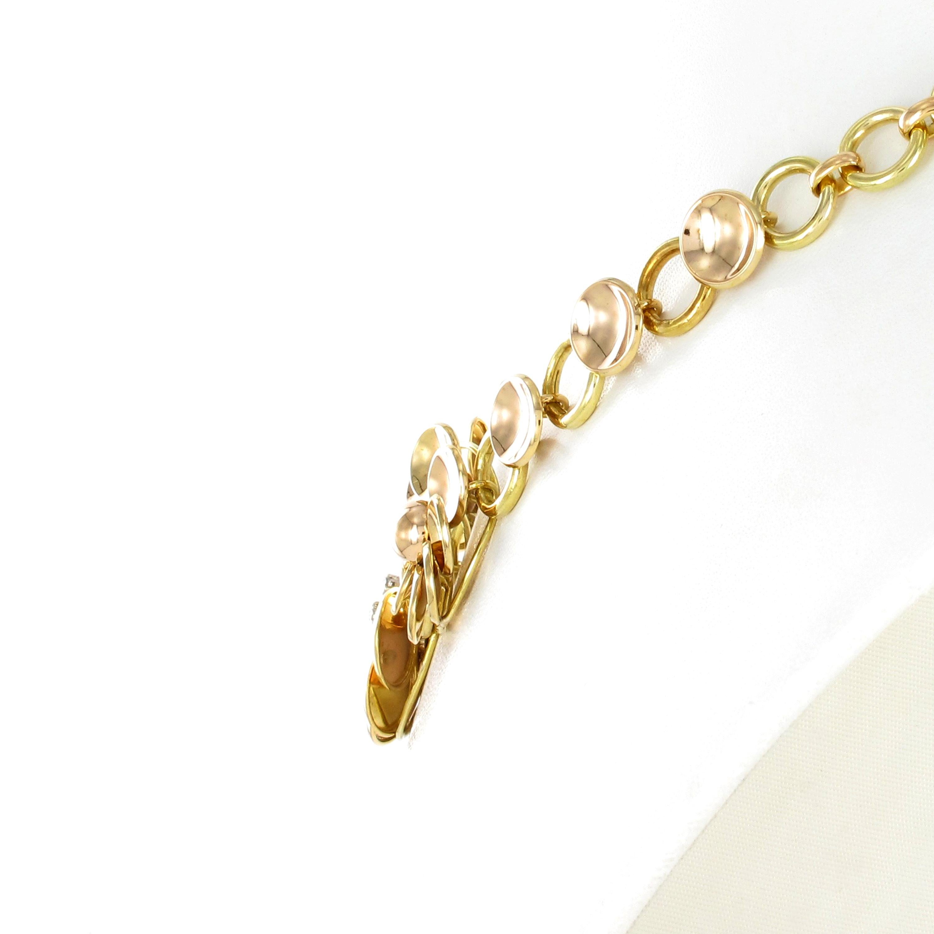Retro Diamond Necklace in 18 Karat Yellow and Rose Gold For Sale 3