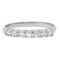 Retro Diamond Platinum Anniversary Band Stackable Ring
