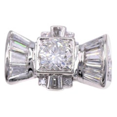 Retro Diamond Platinum Engagement Ring