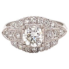 Vintage Retro Diamond Platinum Engagement Ring