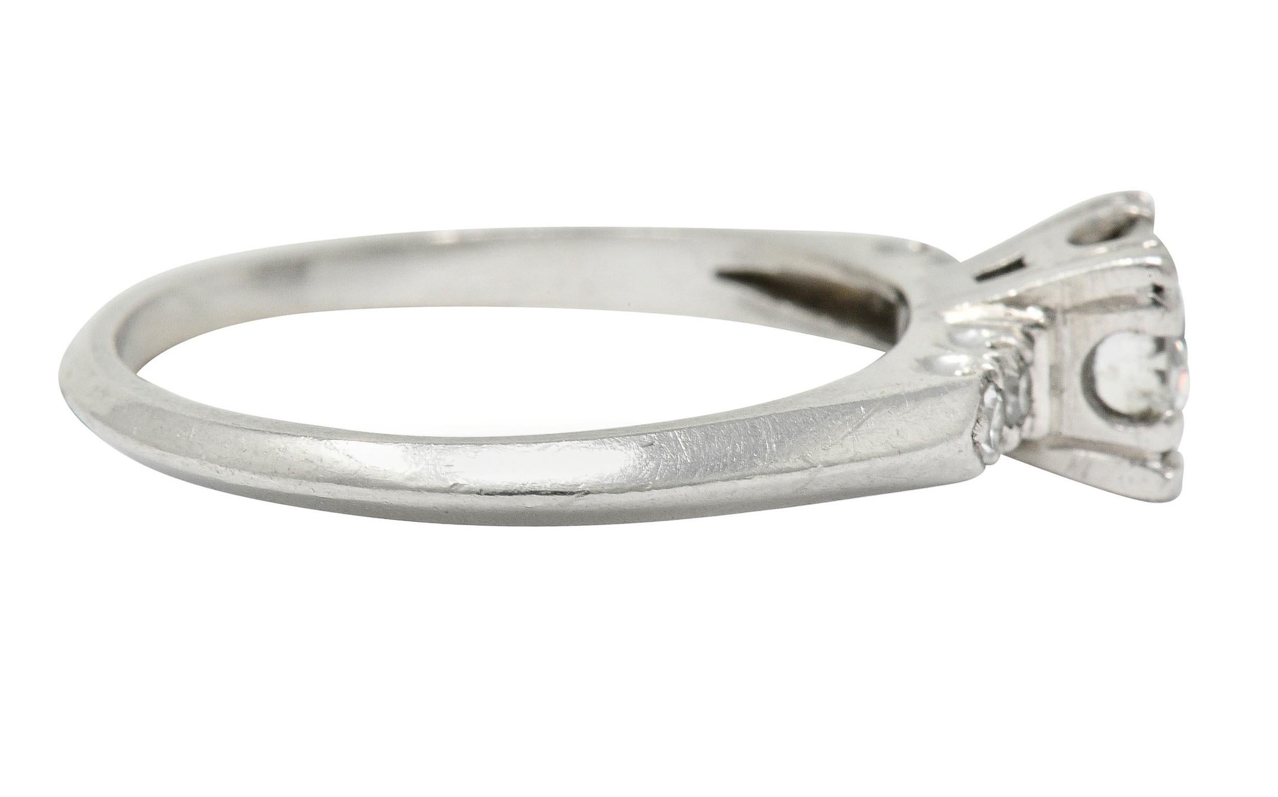 Single Cut Retro Diamond Platinum Five-Stone Engagement Ring