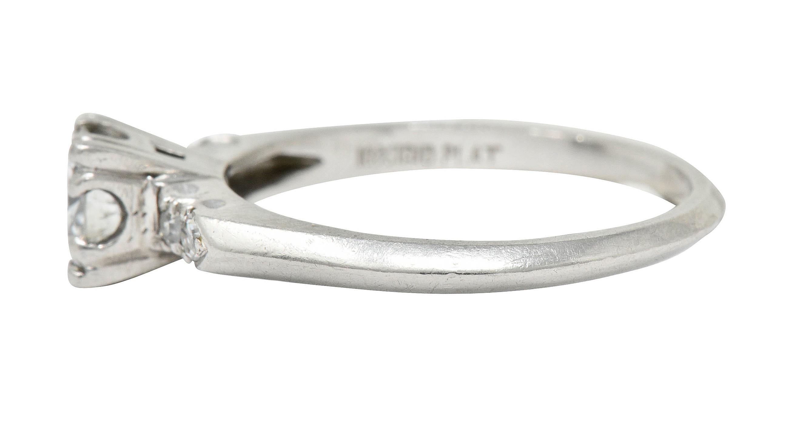 Women's or Men's Retro Diamond Platinum Five-Stone Engagement Ring