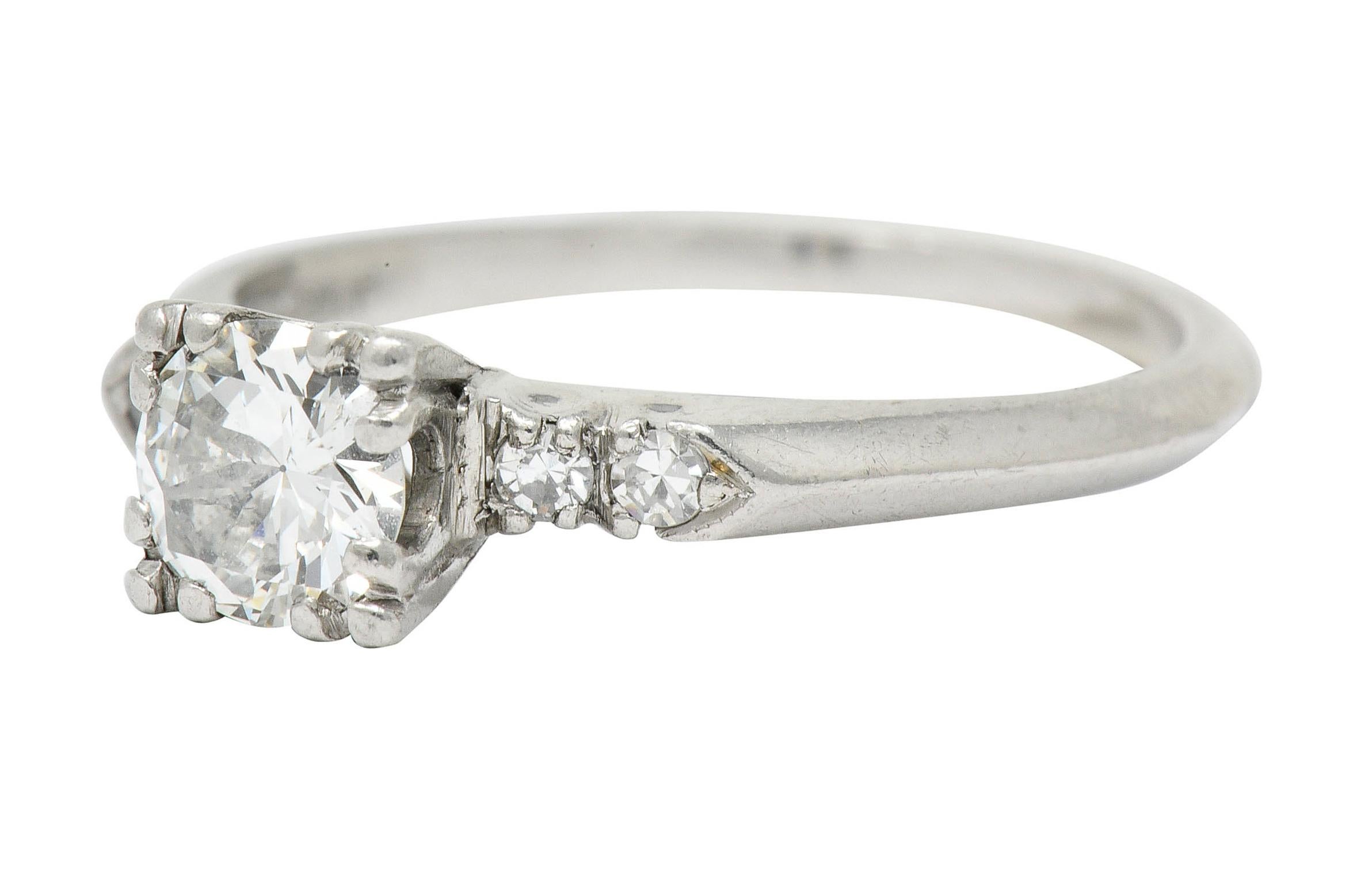 Retro Diamond Platinum Five-Stone Engagement Ring 1
