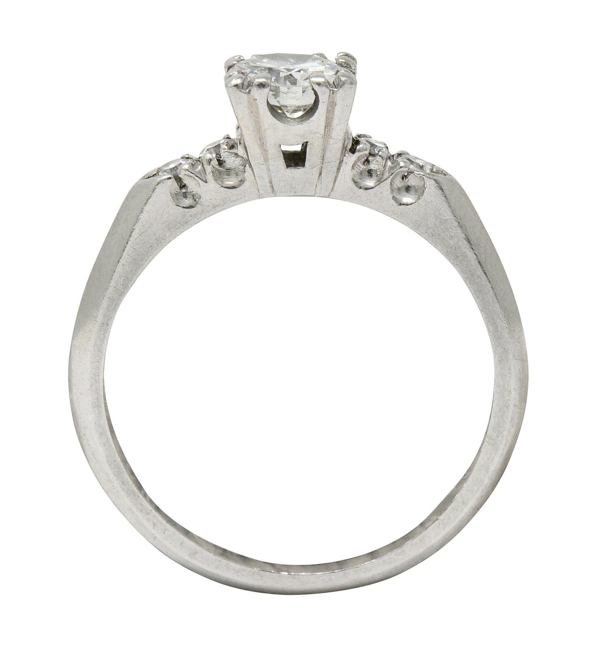 Retro Diamond Platinum Five-Stone Engagement Ring 2