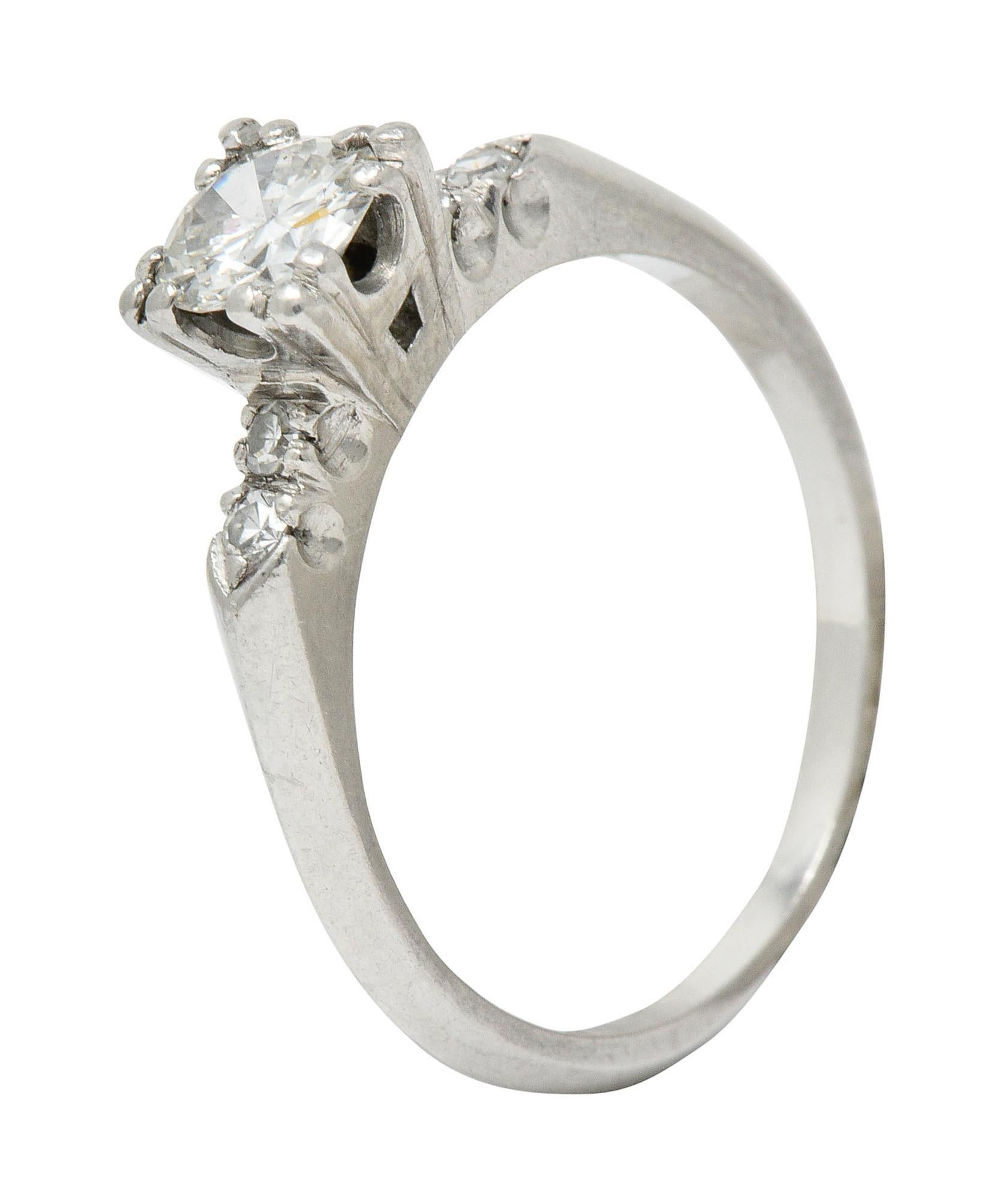 Retro Diamond Platinum Five-Stone Engagement Ring 3
