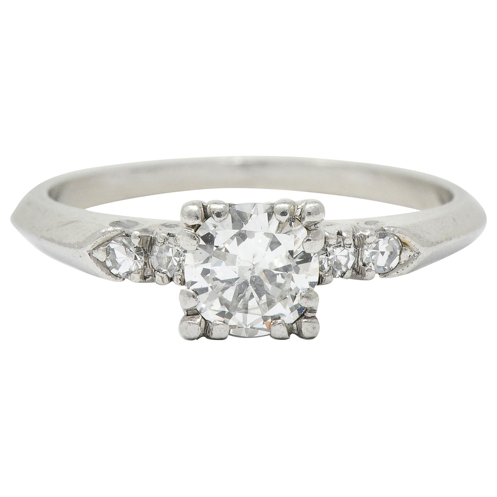 Retro Diamond Platinum Five-Stone Engagement Ring