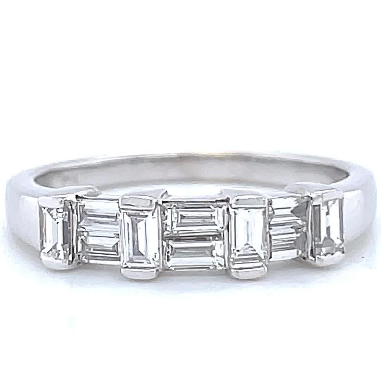 Baguette Cut Retro Diamond Platinum Ring