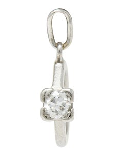 Retro Diamond Platinum Wedding Ring Set Charm