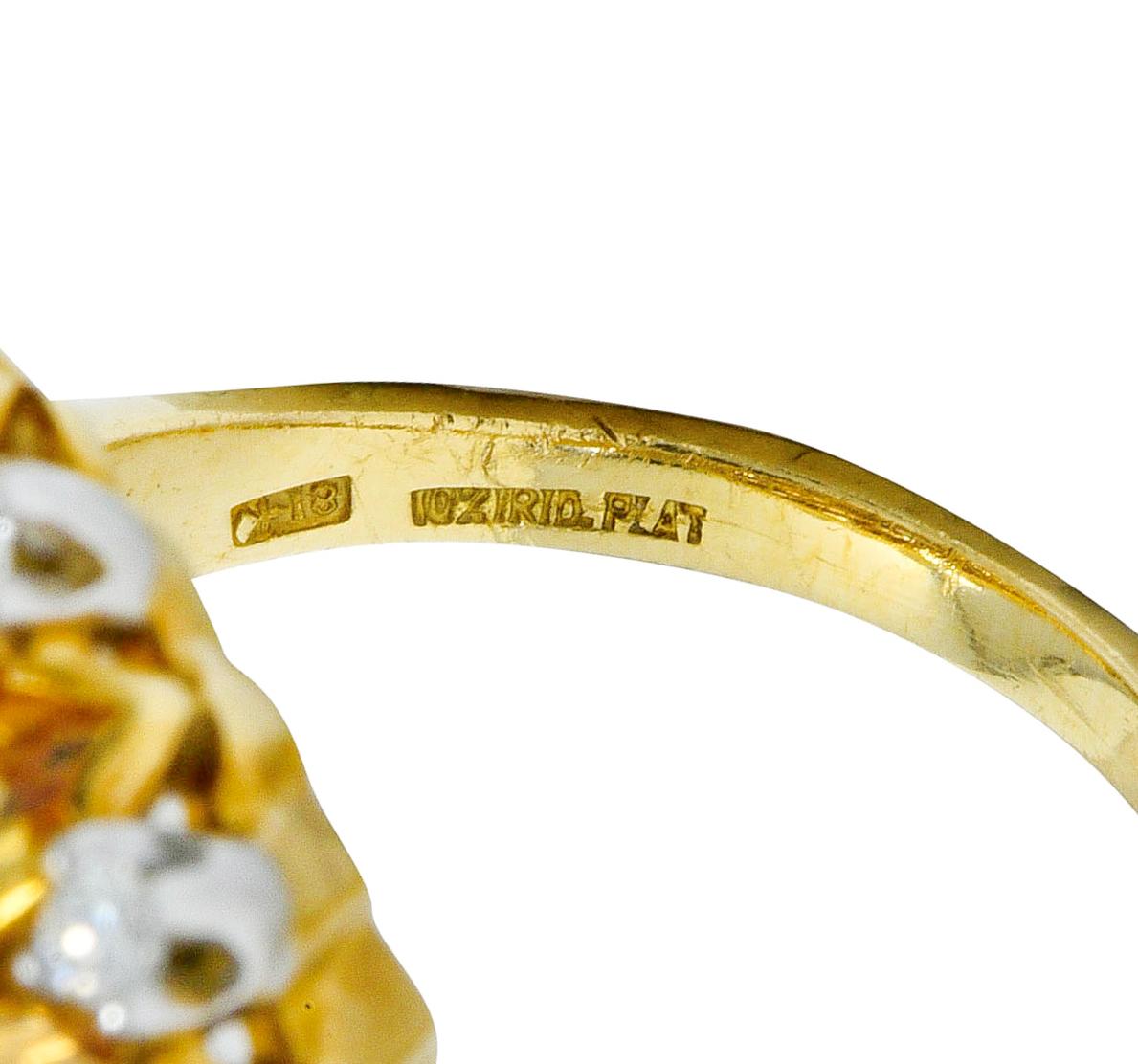Women's or Men's Retro Diamond Precious Topaz 18 Karat Gold Ballerina Halo Ring