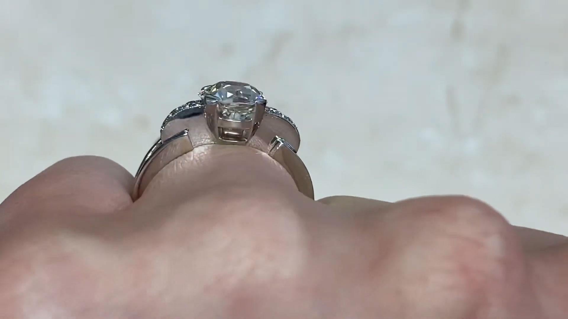 Women's Retro Diamond Ring Old European Cut Diamond (Approx. 1.9-Carats), Platinum For Sale