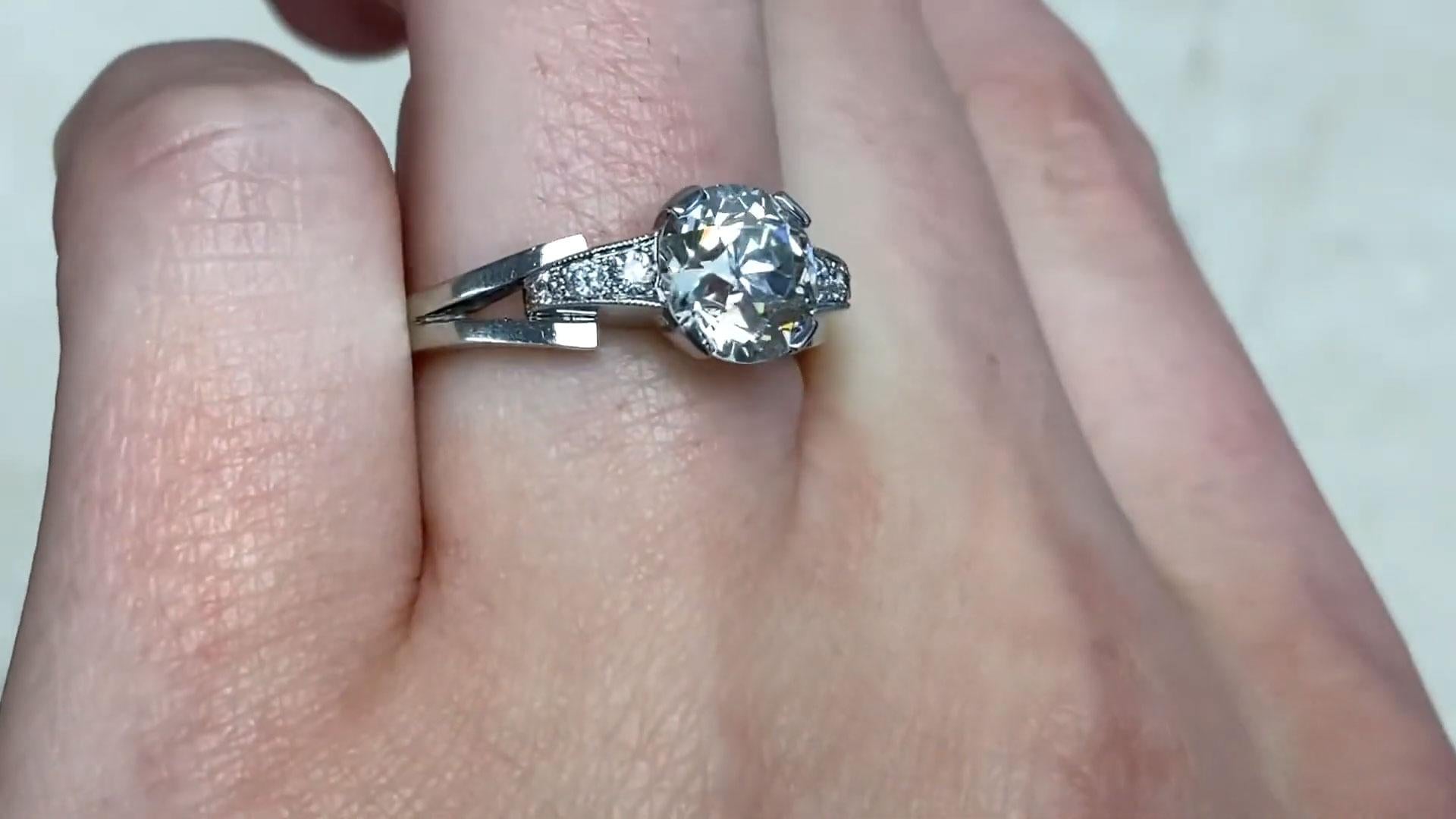Retro Diamond Ring Old European Cut Diamond (Approx. 1.9-Carats), Platinum For Sale 1