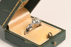Retro Era 1.90ct Old European Cut Ring. Diamond Engagement Ring White Gold