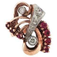 Retro Diamond Ruby 14 Karat Rose Gold Vintage Ring